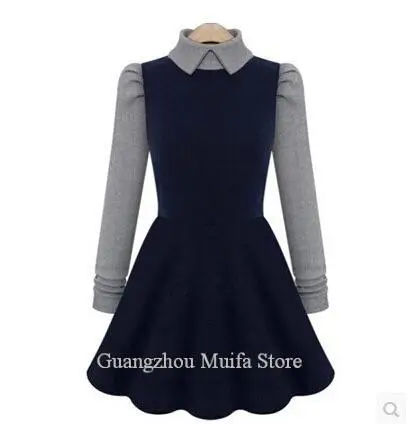 2015Women's clothg cultivate one's morality show thbase new fund autumn wters is a-le Long sleeve knit dress | Женская одежда