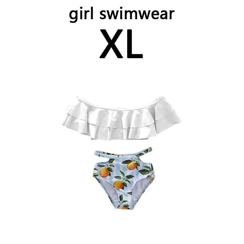 girl size XL Семейный комплект бикини для женщин; коллекция года; Летние оранжевые купальники с принтом для мамы и дочки; пляжные шорты для мальчиков; купальник для мамы и дочки - Цвет: girl size XL