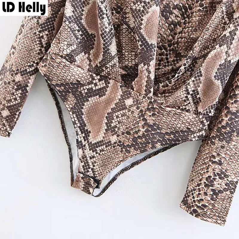 LD Helly новые сексуальные боди Блузы с глубоким v-образным вырезом и животным