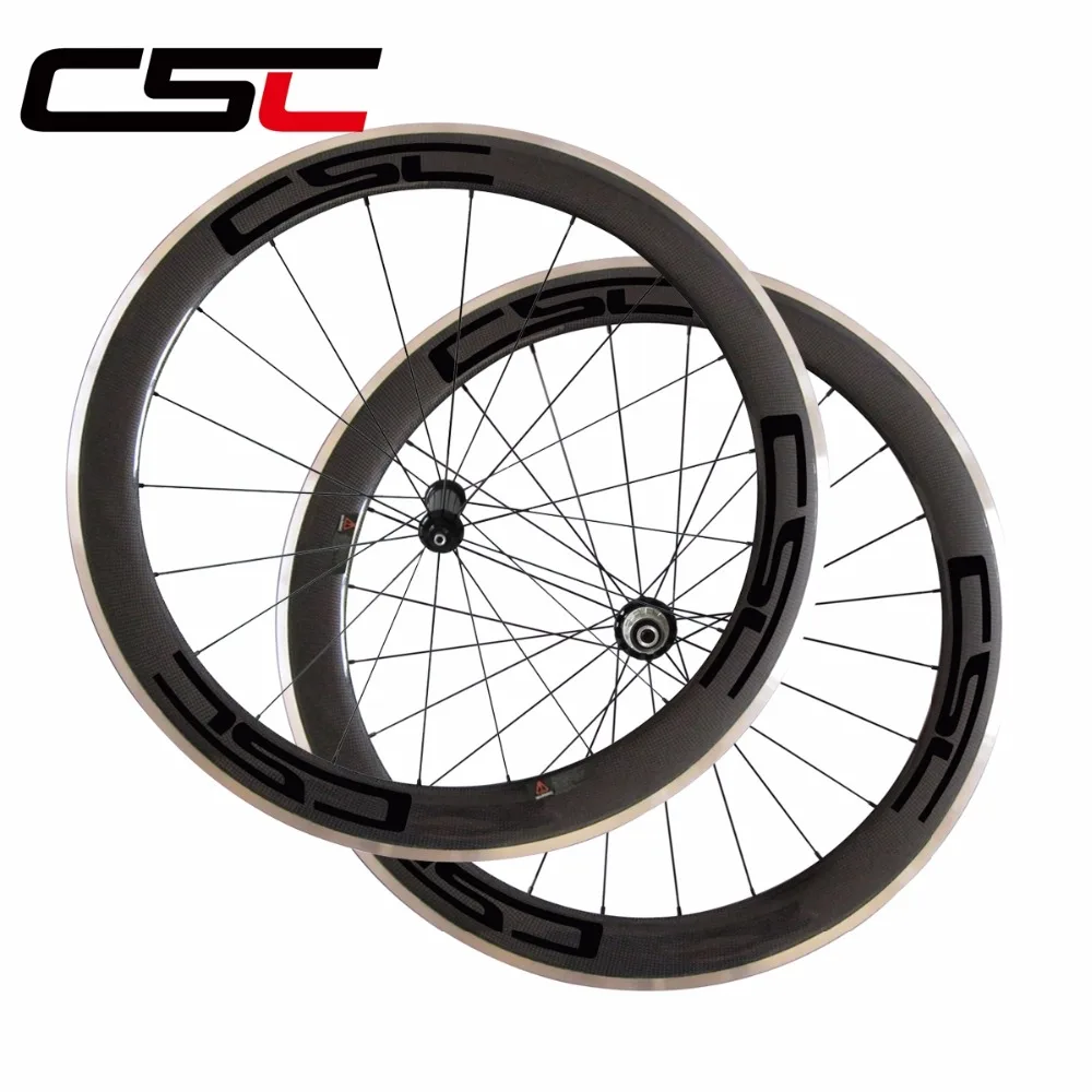 

700C 23mm width 60mm depth clincher bike wheelset R36 hub aluminum breaking surface road bicycle carbon alloy wheels sapim cx