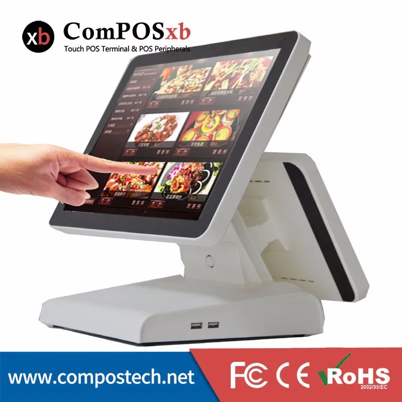 Новейшая модель двухэкранный сенсорный POS терминал 15 &quot/12&quot экран для