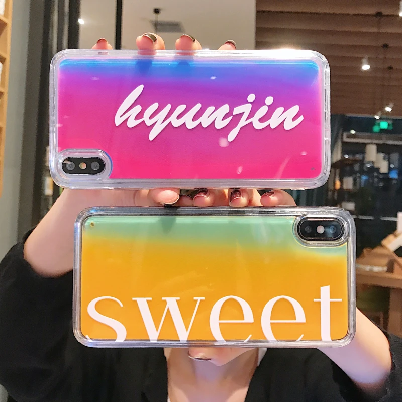 GlamPhoneCase Liquid Flow Sand Fluorescence Phone Case For iPhone X XS Max XR / 7 8 6 6s Plus |
