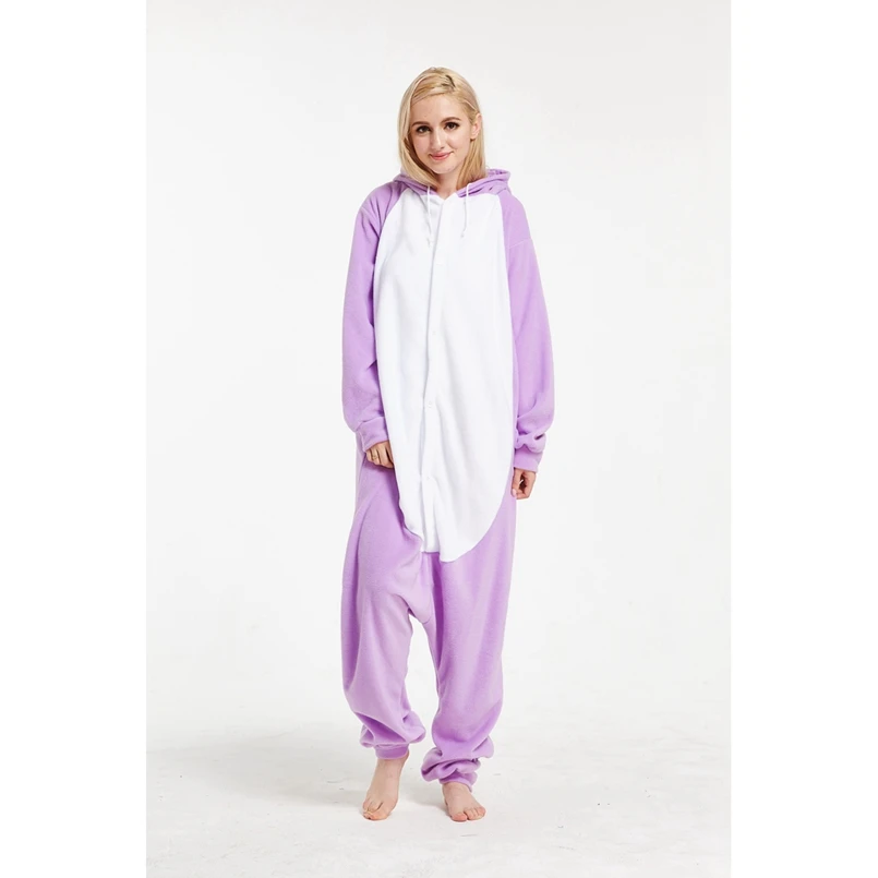 Фиолетовый кролик животных пижамы Onesie с капюшоном для взрослых Для женщин мужчин