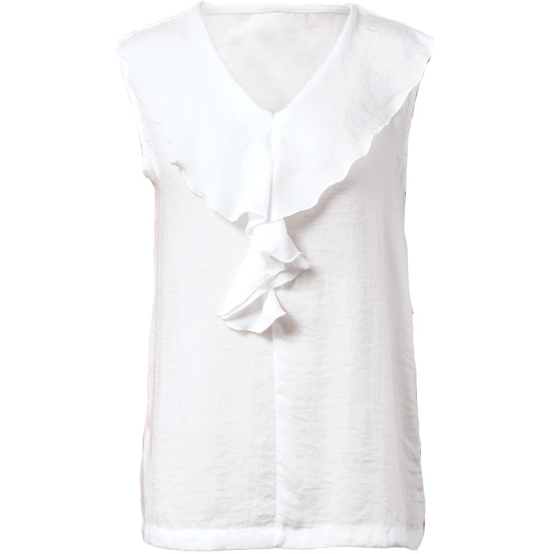 Блузка ARTKA Женская винтажная тонкая универсальная с треугольным вырезом без