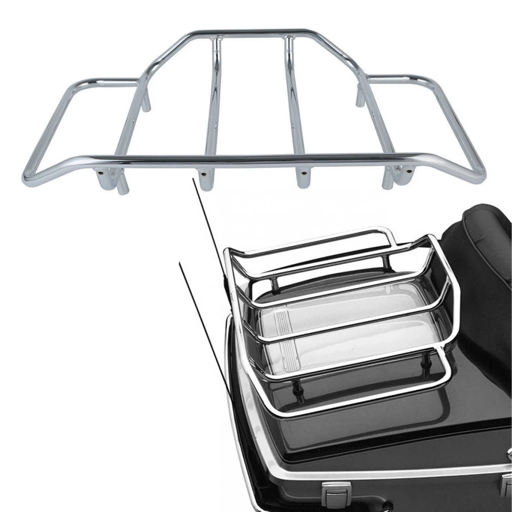 For Harley Touring Road Glide Road King Chrome Luggage Rack Tour Pak Top Pack Street Glide FLTRX Electra Glide CVO 1984-2018