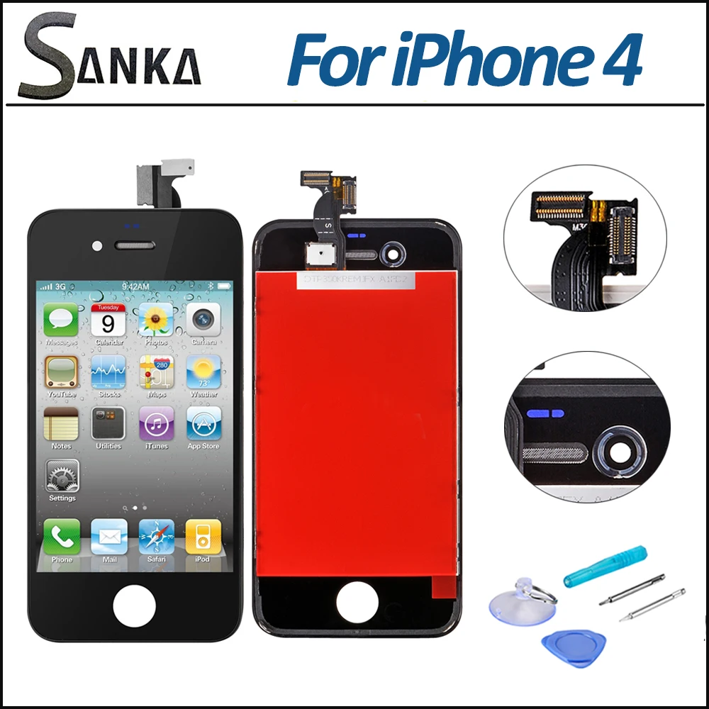 10 ШТ. Для iPhone 4 GSM A1332 Замена ЖК-Объектив Сенсорный Экран Дисплей в Сборе и Ремонт