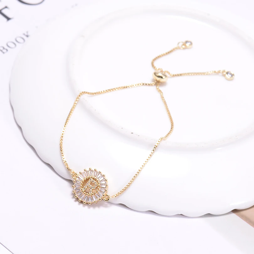 Женский и мужской браслет Pipitree медный с буквами алфавита 26 белым фианитом