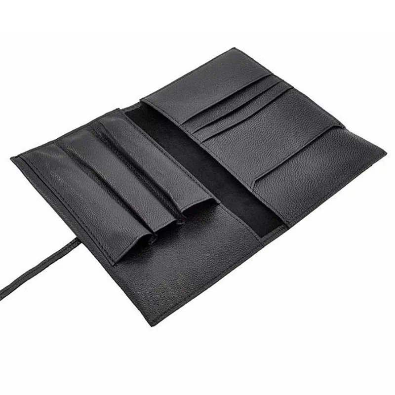 Чехол ручной работы из натуральной кожи ягненка черный футляр для ручек и