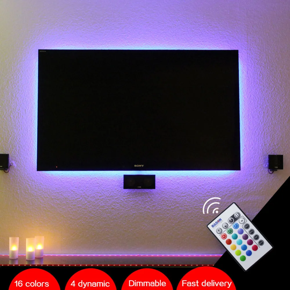 Сосуде USB Powered RGB LED ТВ/Мониторы подсветка led свет настроения для 32' 40 43 &quot48&quot 50