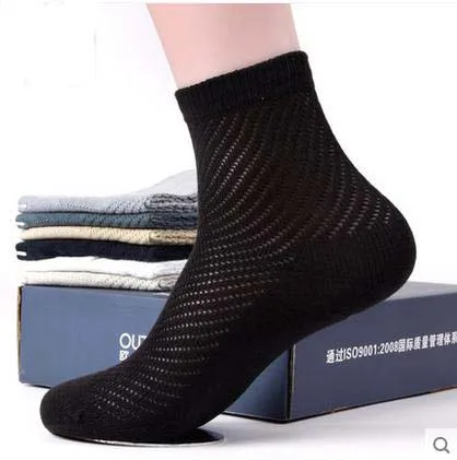 Летние носки мужские дышащие до колена из 100% хлопка Ультратонкие сетчатые летние