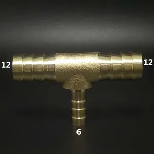 Тройник редуктора для латунного шланга, 3-ходовой Разветвитель 12-6-12 мм, водяной, газовый