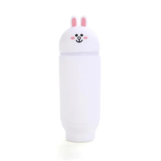 White Pencil Case 3D Cartoon Cute Pen Telescopic Silicone Case Bag Multi-functional Stationery Pencil Bag - Цвет: White