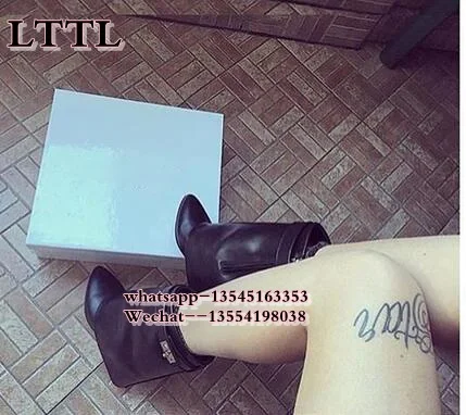 Лидер продаж женские кожаные ботильоны на танкетке увеличивающие рост