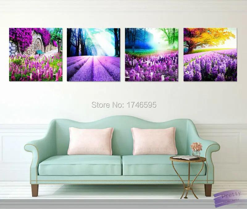 4 шт. домашний декор Настенная картина для гостиной спальни с принтом лаванды