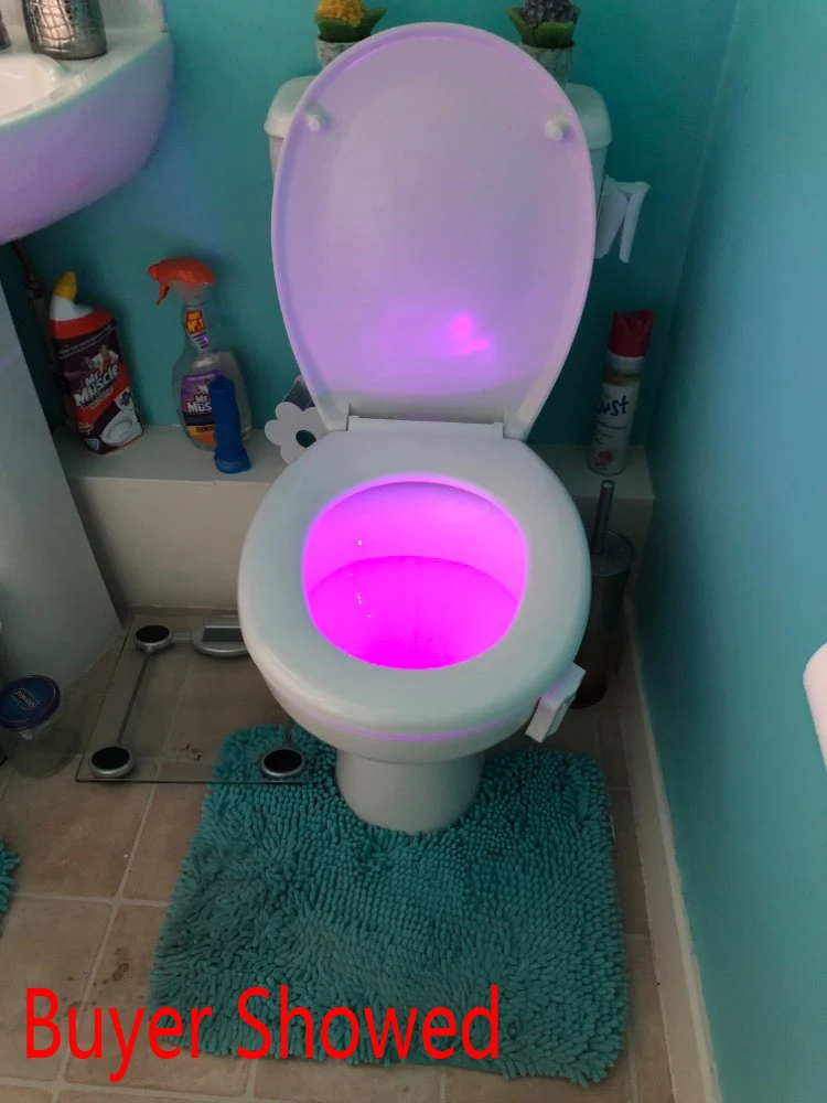 Умный светодиодный ночной Светильник для унитаза с датчиком движения PIR Autor Switch WC светильник 8 цветов AAA батарея подсветка лампы для унитаза