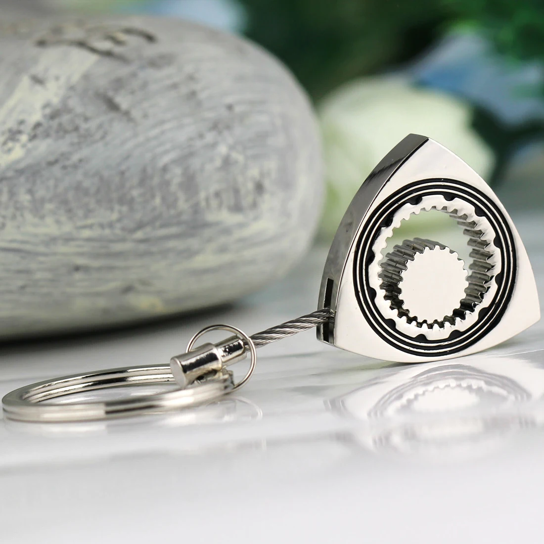 Вращающийся ротор брелок тщательно отполированное серебро автозапчастей