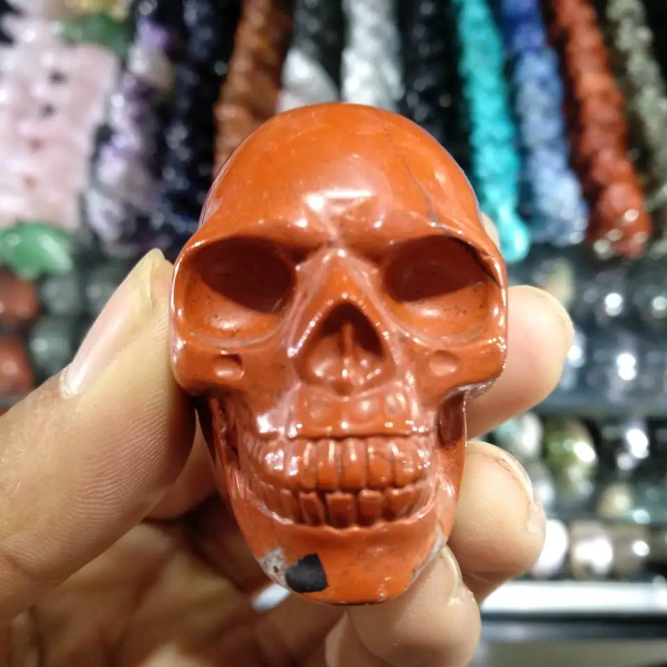 

2" Red Jasper Carved Stone Skull Crystal Healing Realistic