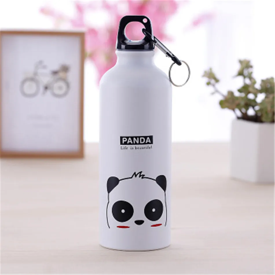 white panda bottle BAISPO 500 мл бутылка для воды из нержавеющей стали бутылка для воды для путешествий чай кофе бутылка для напитков новая портативная Спортивная бутылка для воды - Цвет: white panda bottle