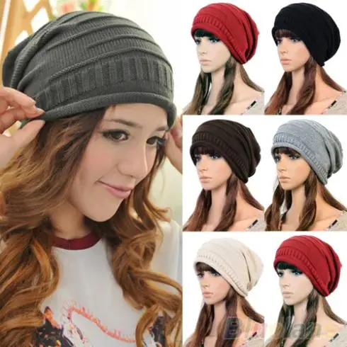 Женская зимняя мешковатая шапка унисекс размера 225P|slouch hat|baggy beaniebeanie knit |