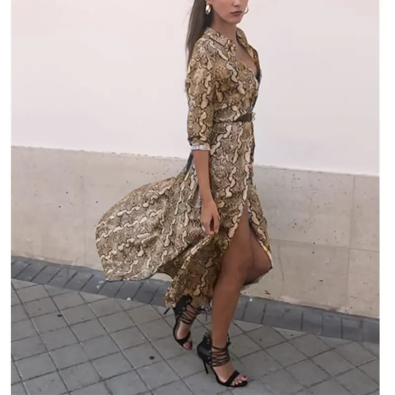 Женское платье макси с V образным вырезом и длинным рукавом|Женские платья| |