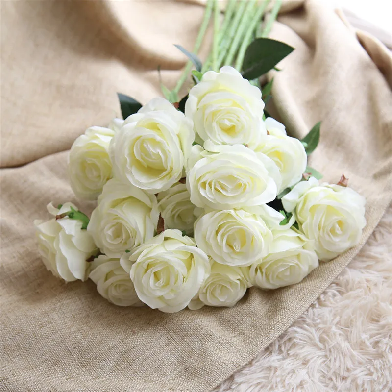 Красивая мини Шелковая Роза искусственная цветок букет свадебное украшение для