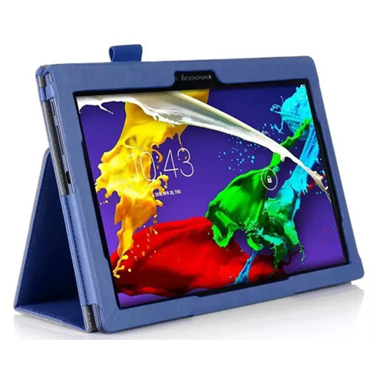 Чехол-накладка из искусственной кожи личи для lenovo Tab2 A10-70 L/F TB2-X30F Tab2 A10-30 X30F Tablet 10,1 дюймов Чехол+ пленка+ стилус - Цвет: Dark Bule