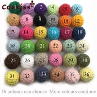 16mm10pc round wooden crocheted beads single color woolen teether bead necklace decoration inside wooden teething crochet beads