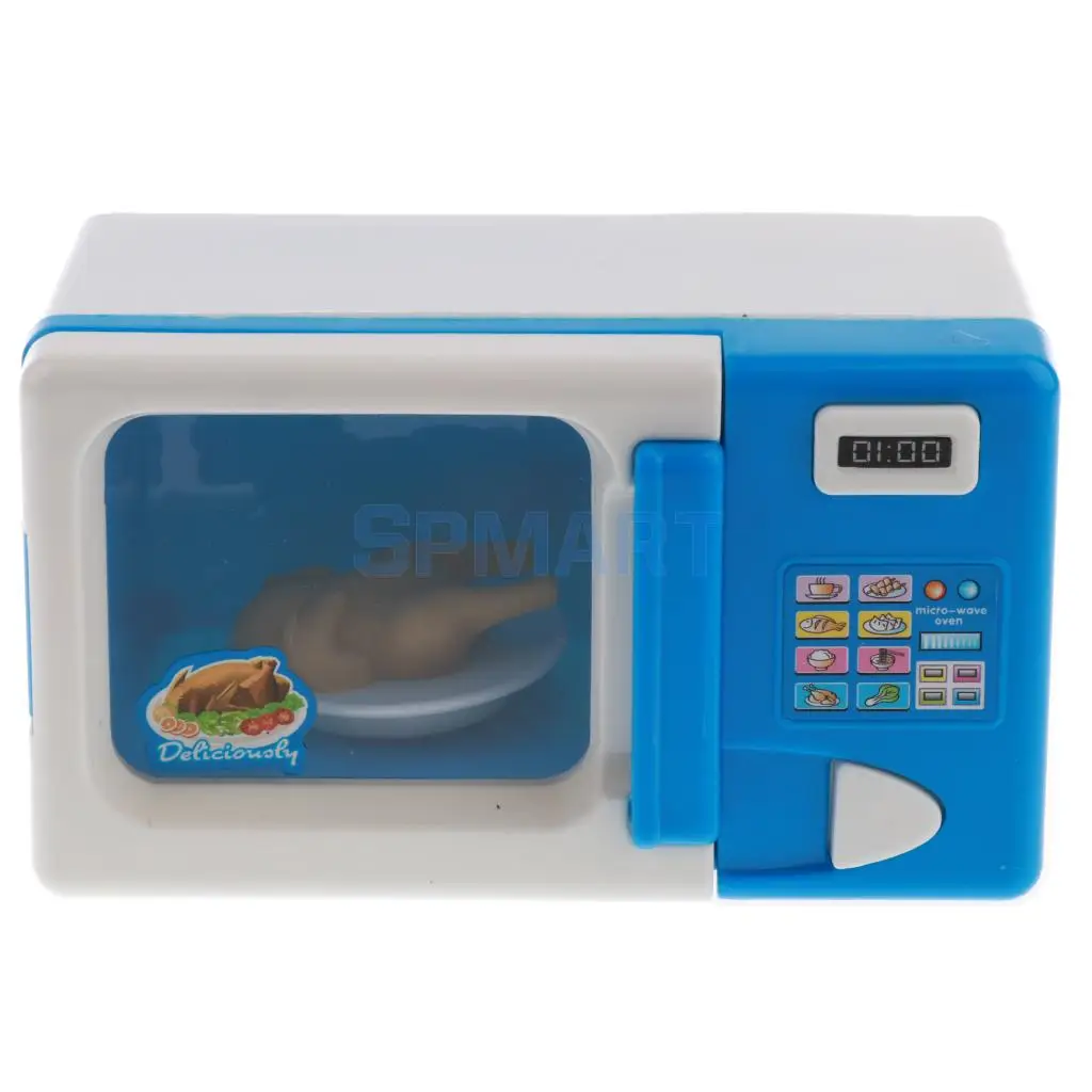 Blue Microwave Oven Пластик моделирование бытовой техники с светильник и звуком для детей притворяться ролевая игра Секс игрушки - Цвет: Blue Microwave Oven
