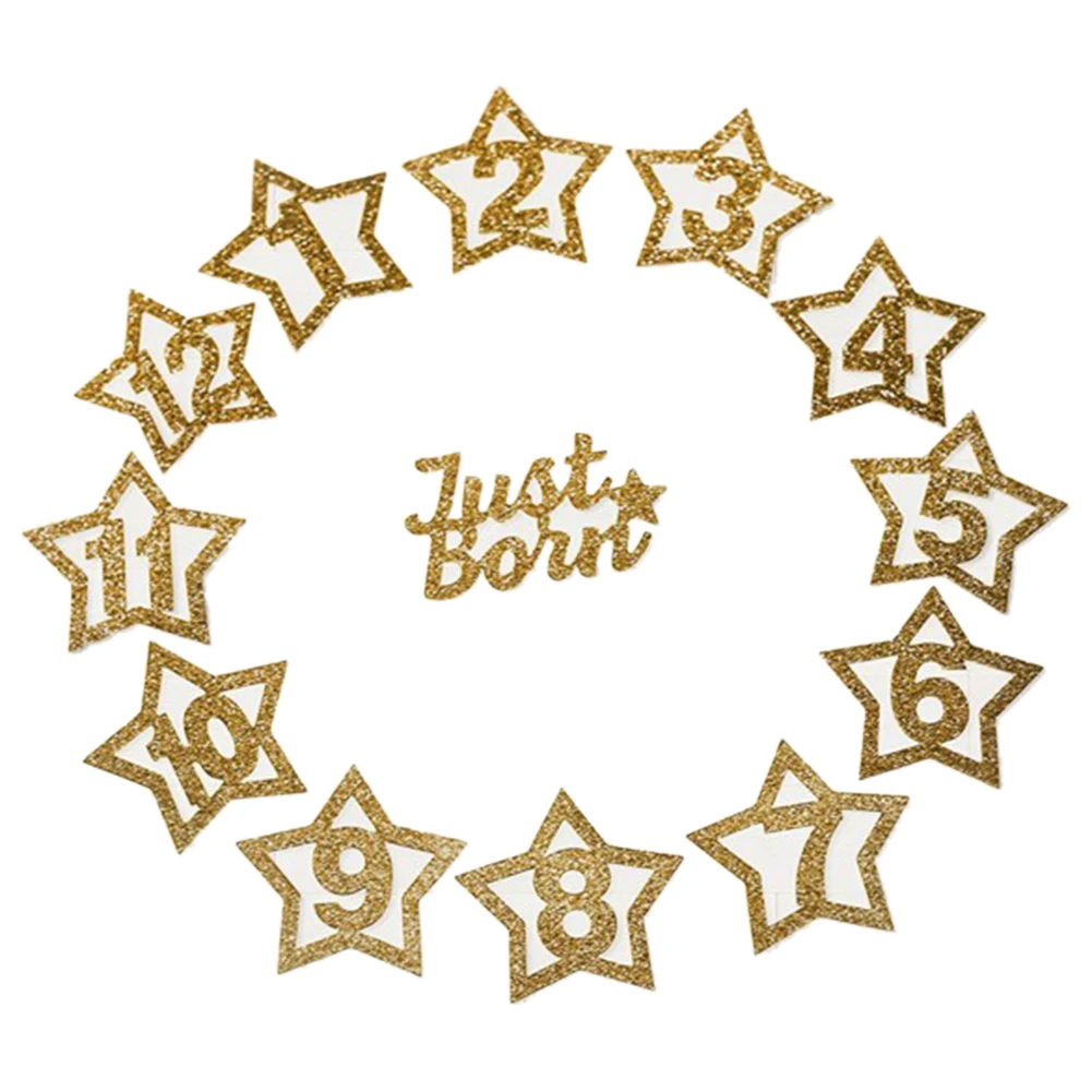 1 день рождения ребенка блестящая Звезда ежемесячный фото плакат 1-12 месяцев