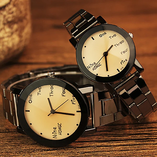 Новый Мода 2017 г. Топ часы люксовый бренд мужчины женщины кварц из нержавеющей