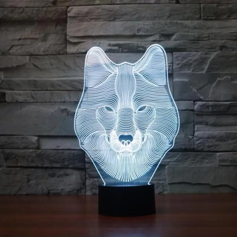 Тигр, лошадь, волк, собака, животное, 3d Светодиодная лампа, 7 цветов, изменение, с фабрики, настольные лампы для гостиной, настольная лампа - Цвет абажура: 7 color change