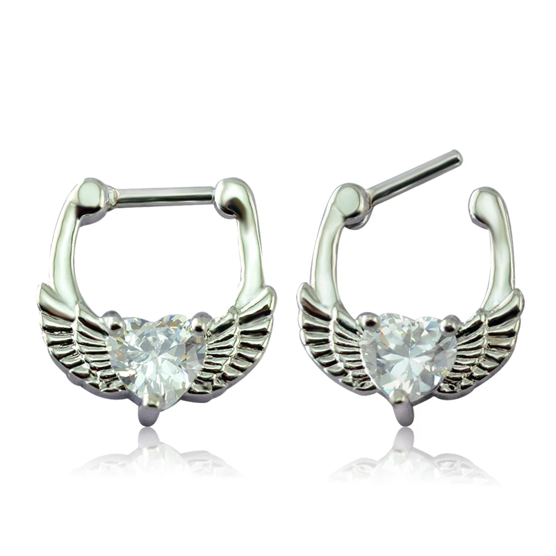 Angel Wing Nose Ring Mysterious Indian Septum Rings Bling Zirconia Clips Punk Fashion Women/Girl Piercing Jewelry | Украшения и