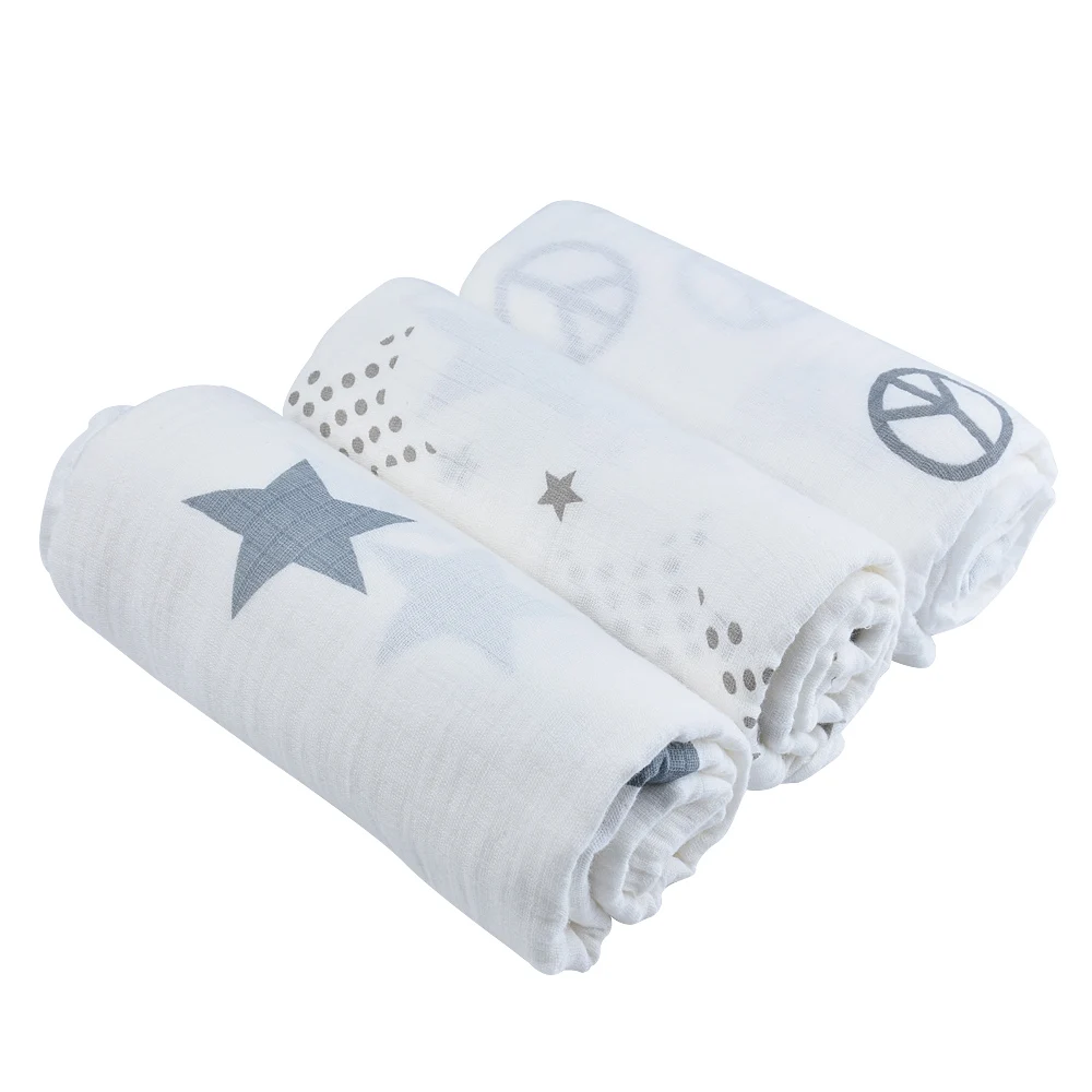 Фиолетовый EGMAOBABY/комплект из 3 предметов, 120x120 см, муслиновое хлопковое детское Пеленальное Одеяло, Пеленальное полотенце для новорожденных, детское полотенце, обертывание - Цвет: Фиолетовый