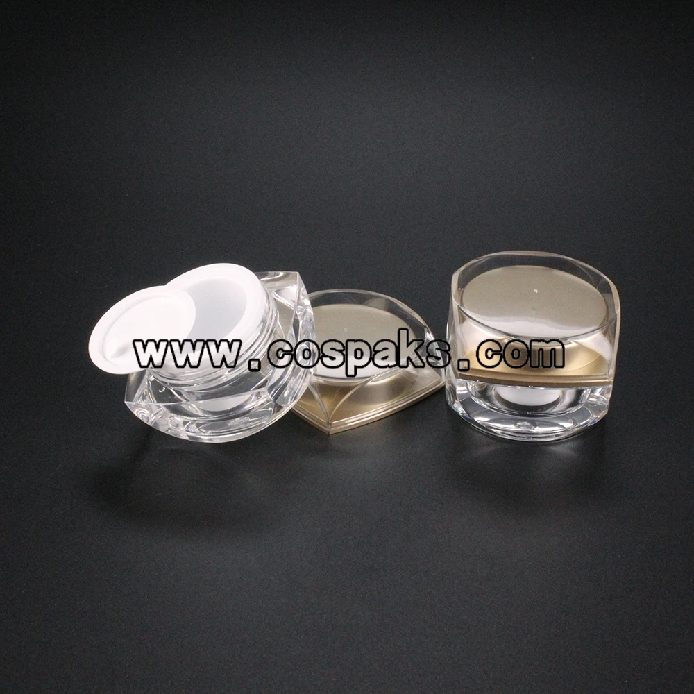 

100pcs golden 5g plastic small cosmetic jars | 5ml small empty jars with lids | acrylic 5g vials wholesale | square mini jar