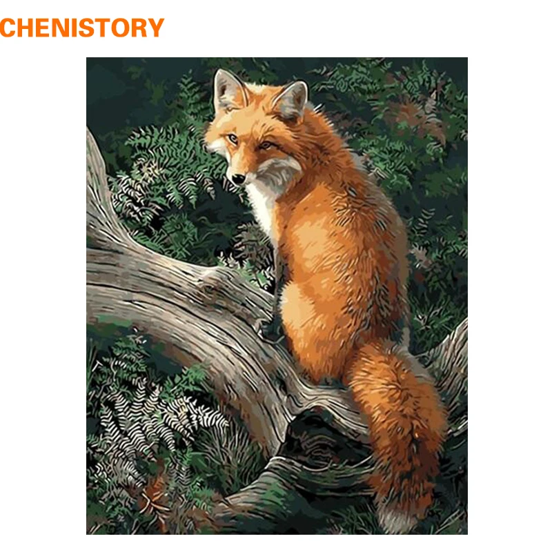 CHENISTORY Fox animals Diy Цифровая краска по номерам Современная Настенная живопись Холст Краска Акриловая Краска уникальный подарок для домашнего декора