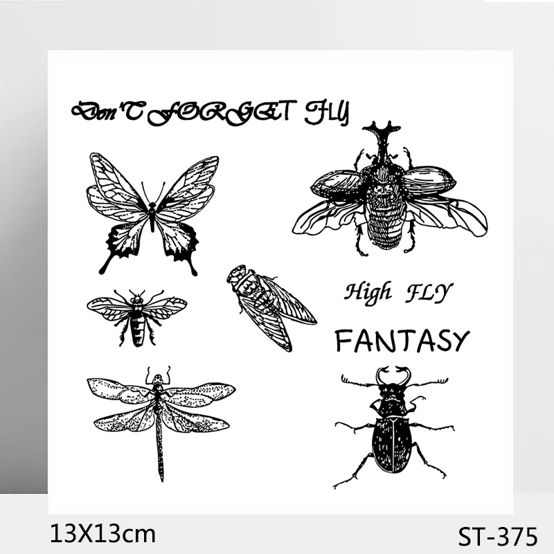 

AZSG Different Insect Butterfly Clear Stamps/Seals For DIY Scrapbooking/Card Making/Album Decorative Silicone Stamp Crafts