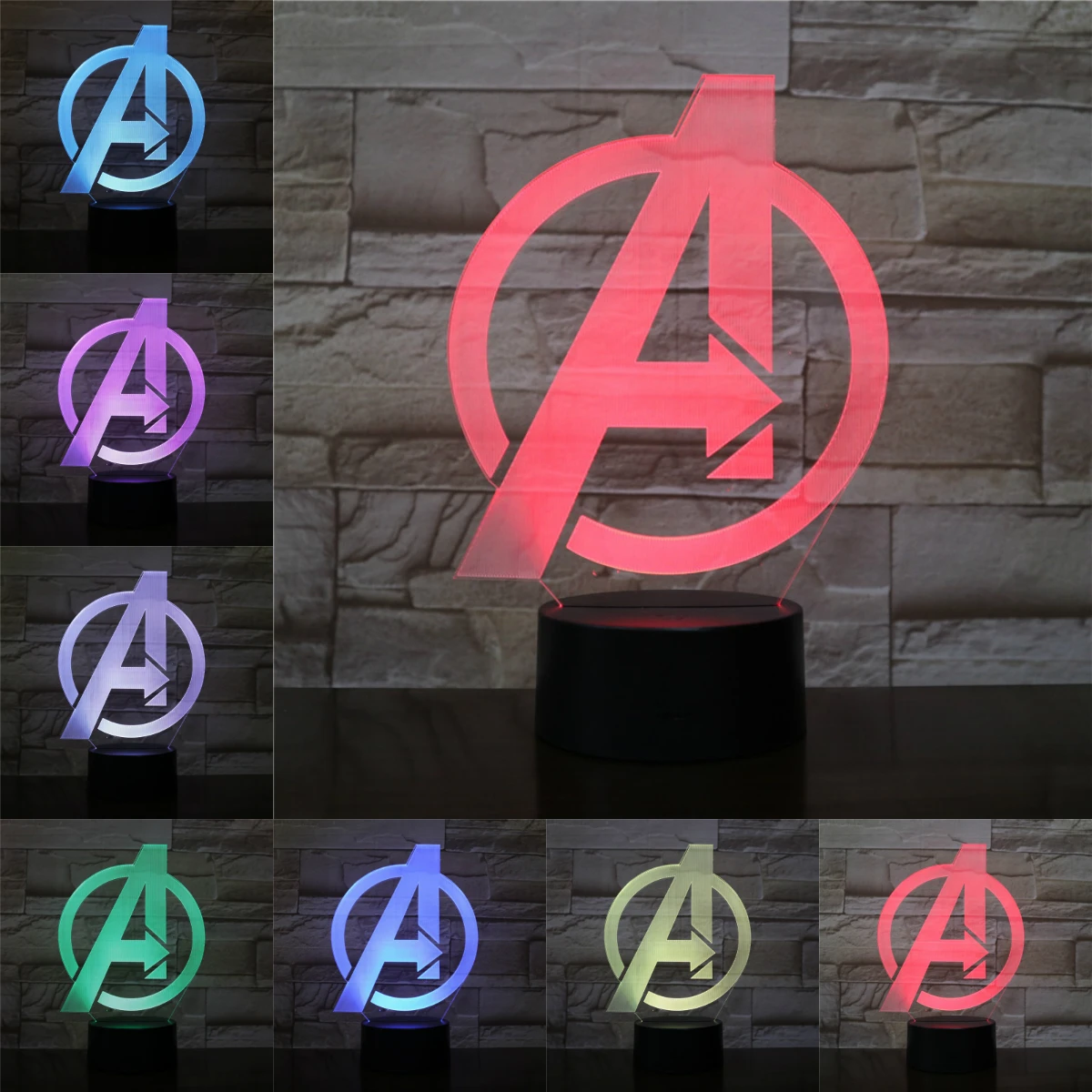 Avengers Креативный мультфильм Marvel 3D лампа Детский Светильник ночник Капитан Америка Железный человек вдов многоцветный светодиодный USB сенсорный ребенок игрушка - Испускаемый цвет: Avengers