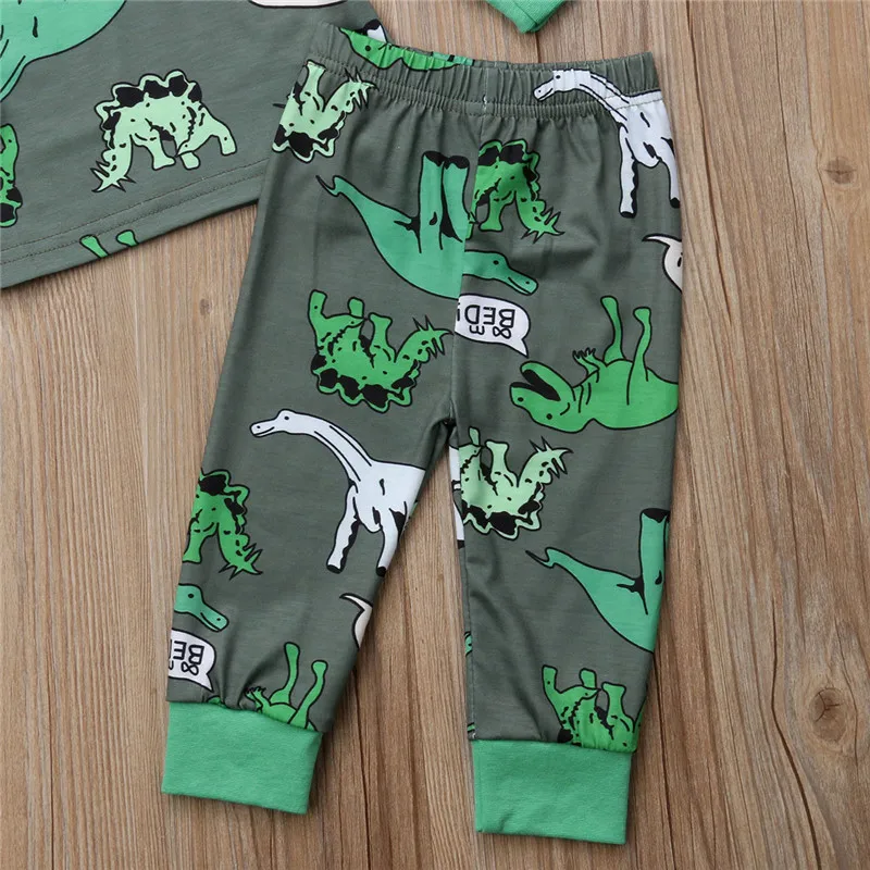 Autumn Long Sleeve Dinosaur T-shirt Tops Pants Outfits Boys Girls Clothing 2PCS Toddler Kids Baby Girl Boy Clothes Set | Детская одежда