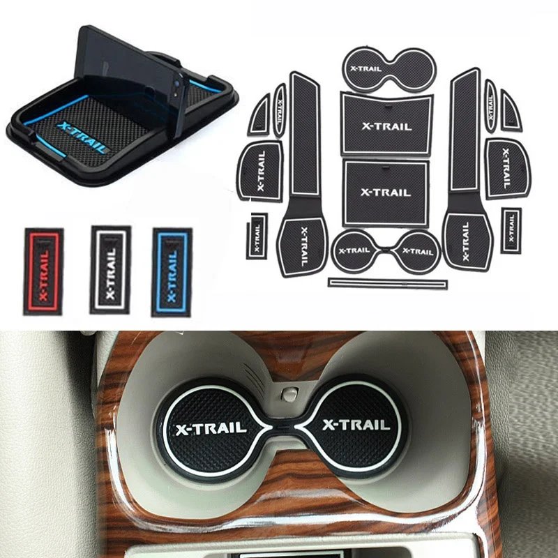 Для Nissan X-Trail T32 противоскользящие резиновые чашки Подушки двери Коврики Rogue X Trail телефон Автомобильный держатель для укладки Стикеры