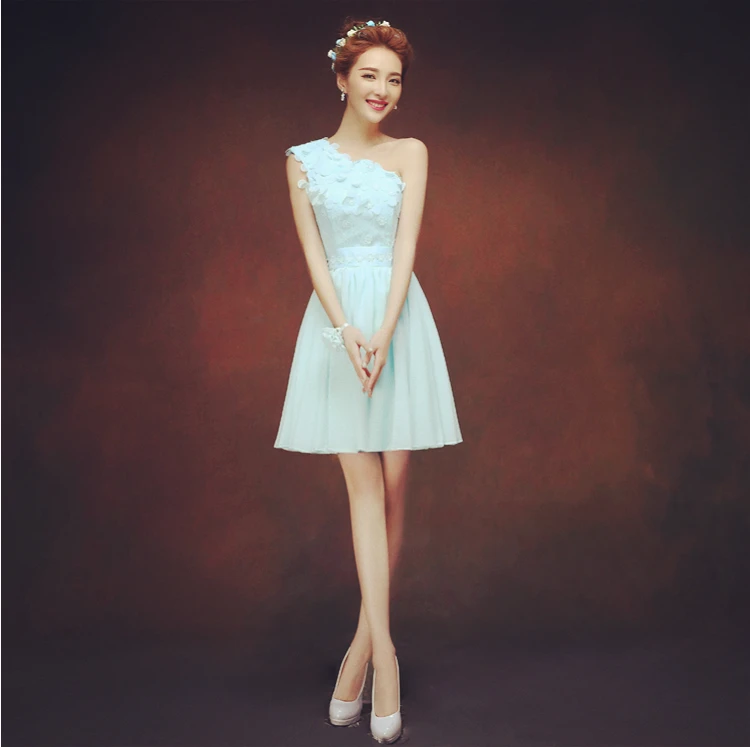 Женское шифоновое светильник льное платье светло Голубое Бальное без бретелек 16