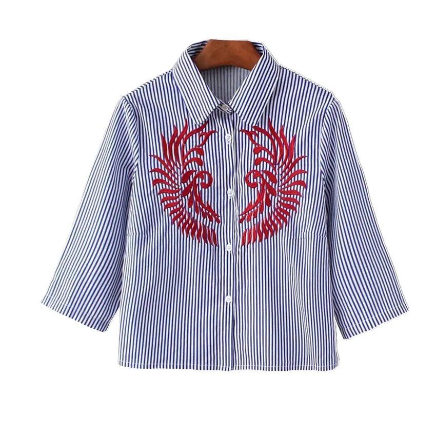 NSZ Лето Для женщин Короткие Блузка Половина рукава в полоску Топы причинные