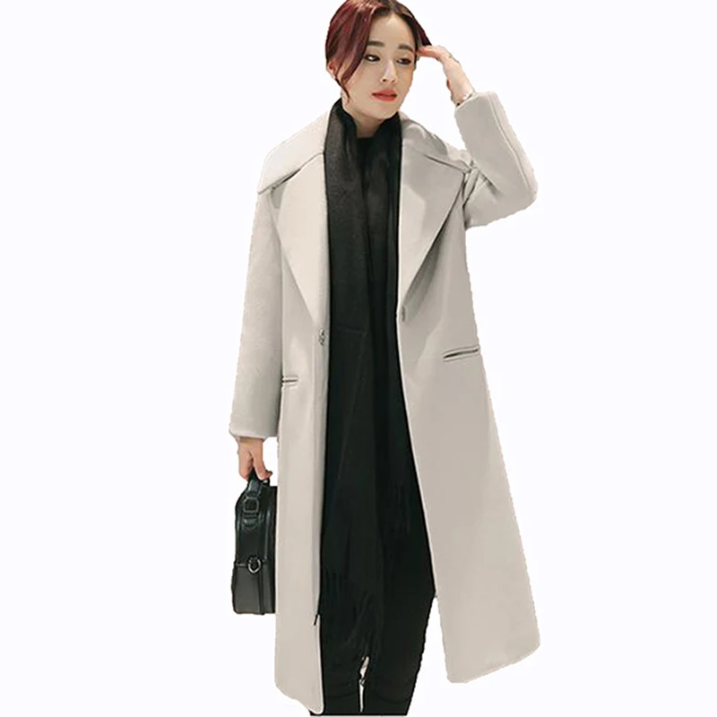 2017 модное женское шерстяное пальто высокое качество чистый цвет кокон с длинным