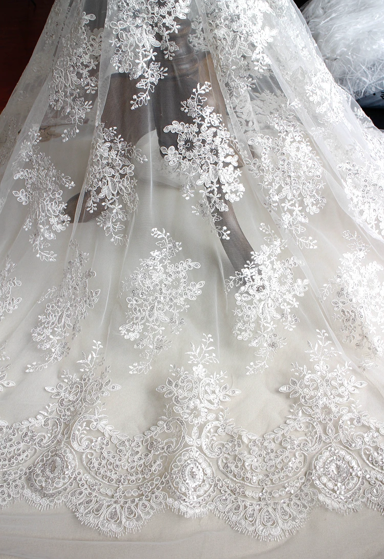 Тюль с вышивкой и блестками для свадебных платьев|fabric for|fabric for weddingfabrics wedding gowns |