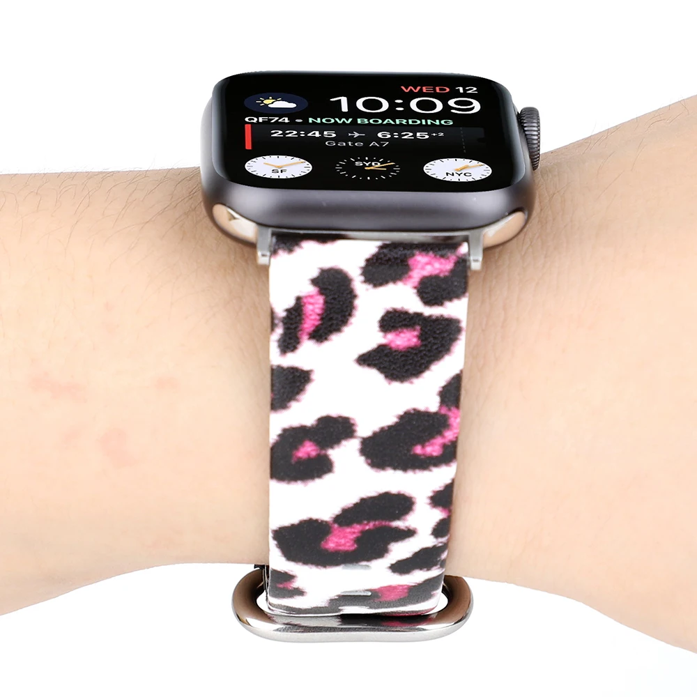 2019 модная обувь из натуральной кожи с леопардовым принтом и ремешок для наручных