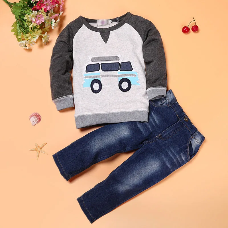 Baby Boys Clothing Sets Fashion Children Cartoon Car Pattern T-shirt + Jeans 2Pcs/Set Spring Autumn Kids Clothes 2 3 4 5 6 Years |