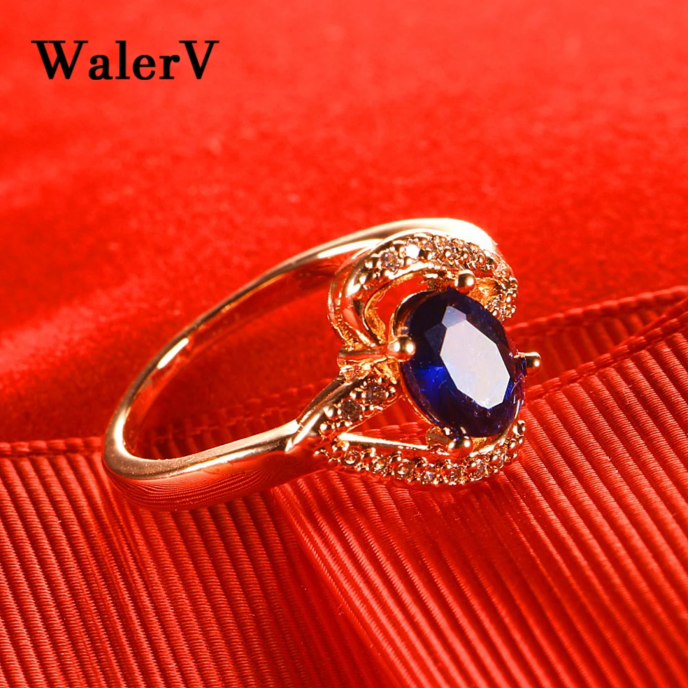 WalerV новые женские кольца модные очаровательные ювелирные изделия золотого цвета