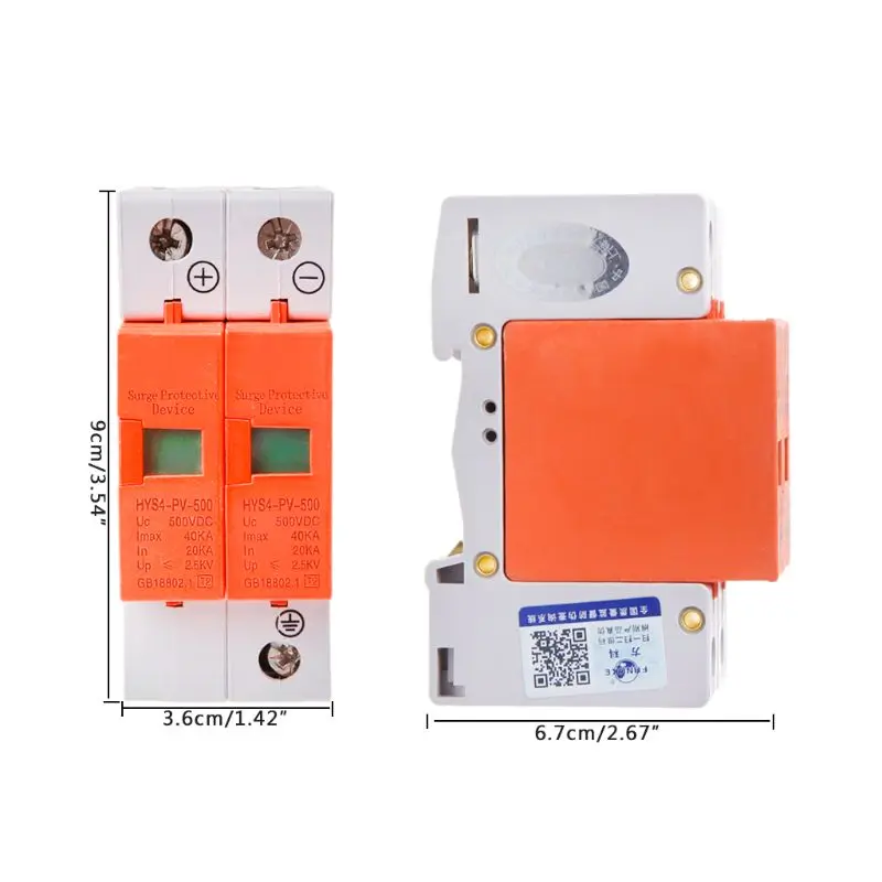 DC 1000V 500V 20KA ~ 40KA 2 P 2-полюсный SPD дом Защита от перенапряжения защитное