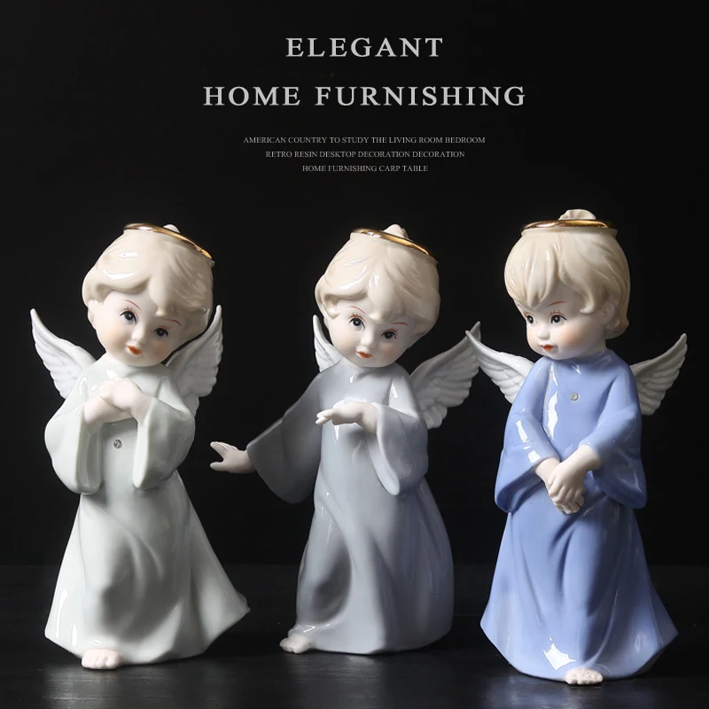 Элегантный из белой керамики Статуя Ангела Скульптура фарфоровая статуэтка