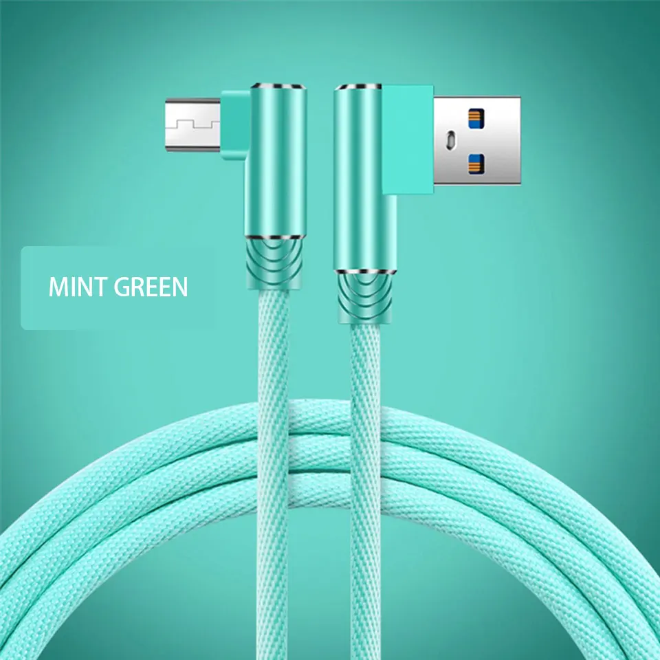 90 градусов микро Зарядка через usb кабель 1/2/3 м для Xiaomi Redmi S2 Примечание 5 Plus/5A правый угол мобильный телефон кабель для зарядного устройства с портм