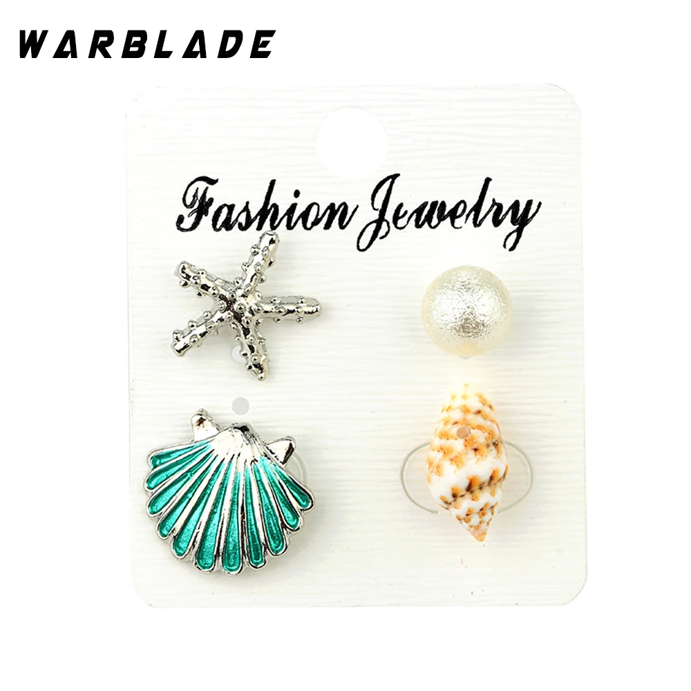 WBL 2018 новые модные серьги гвоздики в виде раковины стиле океана с раковиной и